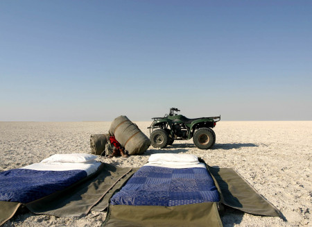 Botswana Footprints - Sleeping on the salt pans